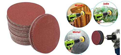 Image of DIY Crafts 25mm 1 inchinch Sander Disc Sanding Discs Paper with Abrasive Polish Pad Plate + 1 /4 Inch Shank for Rotary Grits 60 /80 /100 /120 /240 (Pack Of 75 Pcs Combo, Silver Brawn & Hook & Loop)