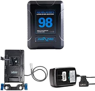 IndiPRO Micro-Series 98Wh V-Mount Li-Ion Battery Kit for Blackmagic Pocket Cinema Camera 6K/4K with 15mm Rod, D-Tap Pro Battery Charger