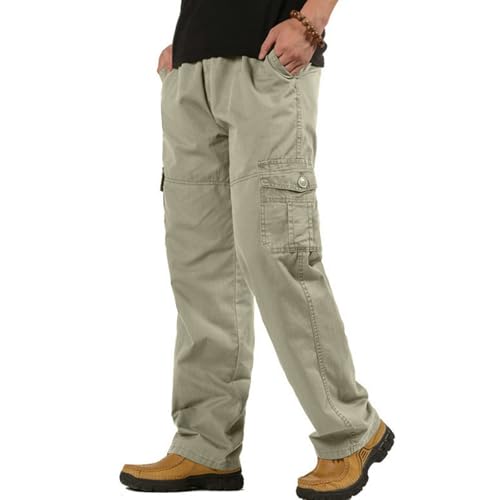 Sobrisah Men's Lightweight Pull on Casual Pants Full Elastic Waist Cargo Work Chef Pants Regular/Loose Fit Style Sweatpants