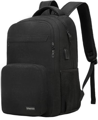 kamater School Backpack for Teen Boys & College Students - 15.6 Inch Large Capacity Laptop Bookbag with Sturdy Water Resistant Anti-Theft | Multiple Compartments Backpack, Black