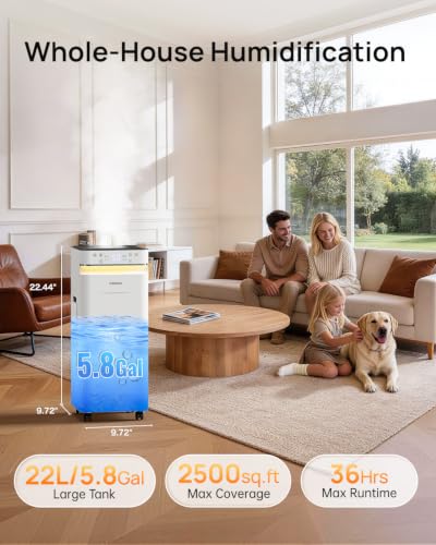 Image of YOKEKON Humidifier Large Room 5.8Gal /22L, Cool Mist Humidifiers for Home