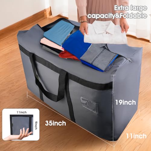CIVJET 6 Pack Moving Bags Heavy Duty Extra Large 90L, College Packing Bags for Moving Clothes, Moving Supplies & Boxes with Zippers and Handles, Storage Bags Moving Totes Camping Essentials (Grey)