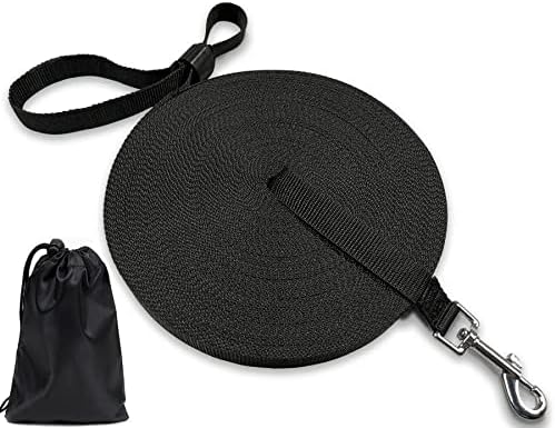 CRABGO Training Lead for Dogs Puppy, 10m/33ft Long Leash, Free Storage Bag Included, Sturdy Durable for Small Medium Large Dog, Best for Pet Training, Play and Camping, Black