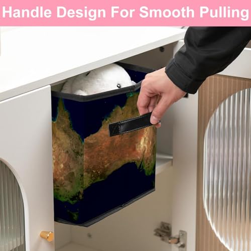 Boîte en tissu cube motif Australie avec poignées robustes - 7