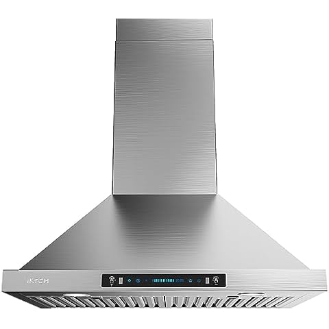 IKTCH 30" Wall Mount Range Hood with Gesture Sensing Cover