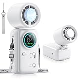 FurBall 4-IN-1 Portable Handheld Fan with Ice Cooling, High-speed Turbo Power 100 Gear Adjustable, LED Display, 6000mAh Rechargeable Battery, Foldable & Quiet Personal Fan for Travel, Office, Outdoor