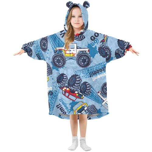 Couverture à capuche portable enfant monster truck surdimensionnée