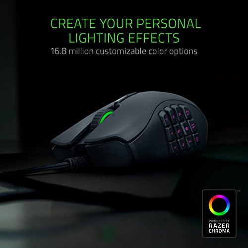 Razer Naga Trinity - przewodowa mysz do gier MOBA/MMO (3 wymienne płytki boczne, czujnik optyczny 5G 16 000 DPI, do 19 programowalnych przycisków, przełączniki mechaniczne, RGB Chroma) Czarna