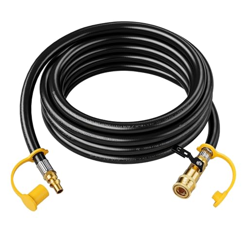Rushare 20 FT Propane Quick Connect Hose for RV to Grill - Low Pressure Extension Hose with 1/4" Safety Shutoff Valve and 1/4" Male Full Flow Plug, Ideal for Gas Grills, Griddles, Stoves, Fire Pits by Rushare - Used condition - CA$20.83