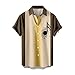 Maschio Estate Hawaii Casual Musica Stampa Allentata Camicia Girare Giù Collare Manica Corta Camicia Uomo Piccole Camicie, Giallo, 80