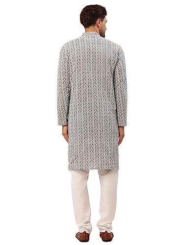 Image of Jompers Men's Embroidered Pure Cotton Kurta Pyjama Set.