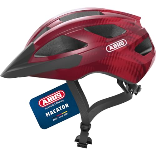 ABUS Rennradhelm Macator - sportiver Fahrradhelm für Einsteiger - auch für Zopfträger/-innen - für Damen und Herren - Bordeauxrot, Größe L