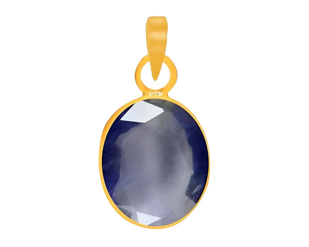 Ptm Natural Iolite/Neeli 3.25 to 10.25 Ratti or 3.00 to 9.50 Carat Astrological Certified Gemstone Panchdhatu/5 Metals 22k Gold Plated Pendant for Men & Women