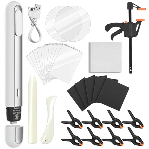 GIRAVO Trading Card Flattening & Cleaning Kit Thermal Pen (USB) with Heat Papers Clear Vinyl & Acrylic Sheets Plastic Clamps Sponge Pads Bone Folder Card Grading Prep & Centering Care Tools