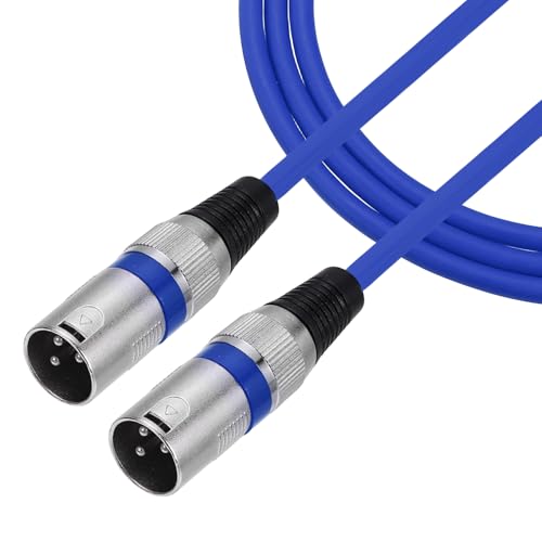 sourcing map Cable de micrófono XLR macho a macho de 2 pies, 3 pines, adaptador profesional de audio XLR para sistemas PA de estudio de escenario, color azul