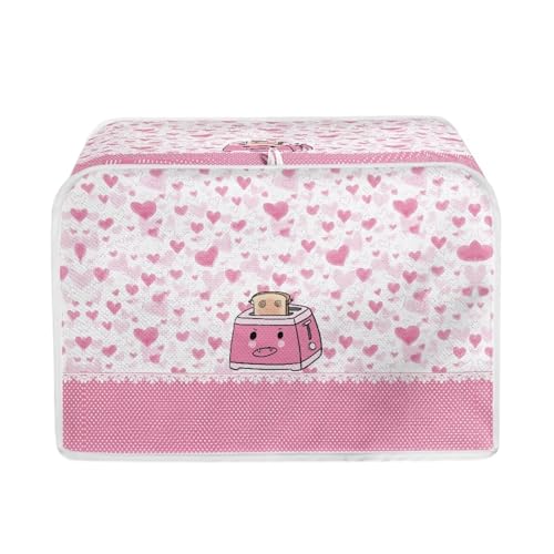 Eheartsgir Pink Heart and Toast Quilted Toasters Cover 4 Slice Bread Maker Cover Kitchen Small Appliance Dust Cover