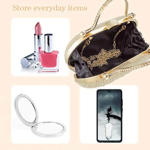 Image of Simcat Women Gold Clutch Purses Glitter Evening Handbag Pleated Evening Bag for Lady Formal Bridal Wedding Prom