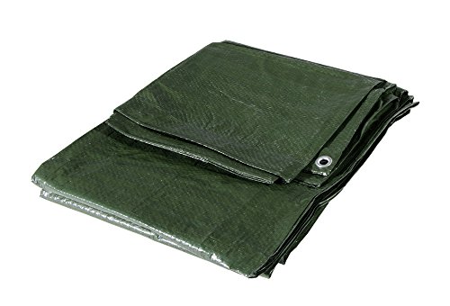 8' x 8' Tan Beige Heavy Duty Waterproof 12 mil Poly Tarp with Grommets (Finished Size Approx. 7'6