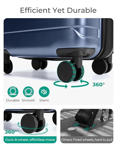 Image of BAGSMART Carry On Luggage 22x14x9 Airline Approved with Spinner Wheels,Lightweight 20 Inch Luggage with TSA Lock,Expandable Hard Shell Carry On Suitcases for Men Women,Dark Blue