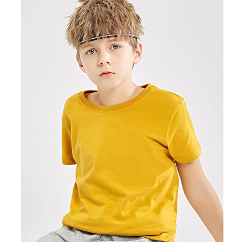 Image of KISBINI Little Girls Boys Short Sleeve T-Shirt Cotton Solid Tees for Toddlers