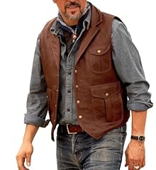 Western Brown Leather Vest Men