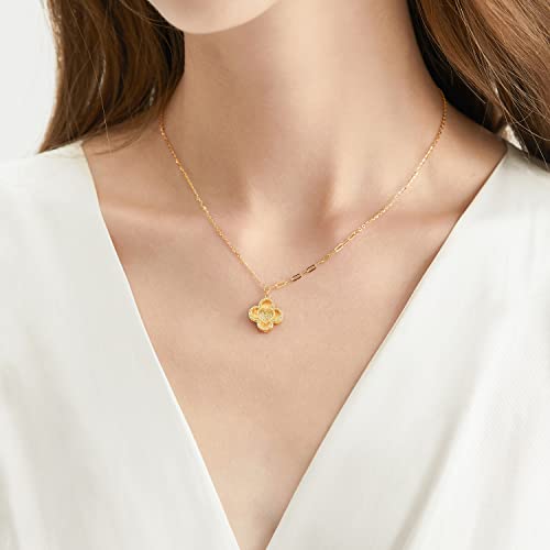 CHOW SANG SANG 999 24K Solid Gold Essence Dazzling Four-Leafs Clover Necklace for Women 93442N 47cm Price-by-Weight 4.86g Gold2