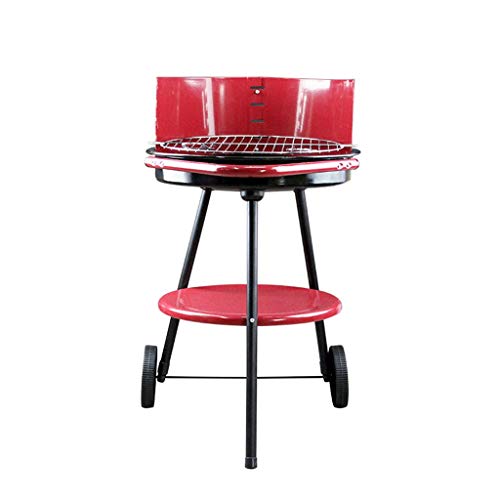 Parrilla de barbacoa portátil ajustable al aire libre placa de acero barbacoa camping cocina parrilla de carbón con ruedas para fiesta al aire libre patio parrilla de carbón barbacoa (color: rojo)