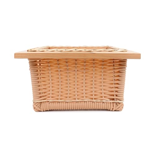 Image of PVC Wicker Basket for Modular Kitchen - Durable Plastic Basket for Kitchen | Water-Resistant | Pull Out Pvc Basket for Fruits & Vegetables Organizer ((16.25W(414mm) X20LX6H (No Partition))