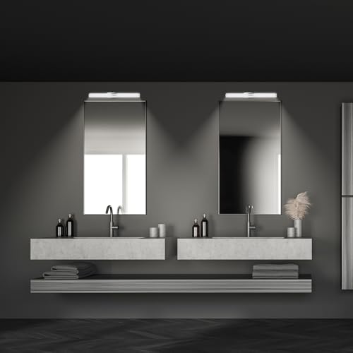 BRILONER - LED Spiegelleuchte Bad IP44 Spritzwasserschutz, Wandmontage, 4.000K neutralweiß, Badezimmerlampe, Spiegellampe Bad, Lampe Badezimmer, Badlampe Wand, 40 x 6,5 x 4,5 cm, Chrom