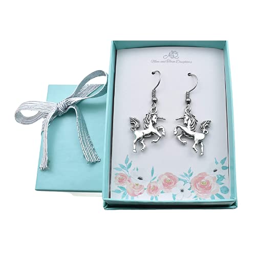Unicorn Earrings in Silver Pewter | Silver Tone Metal Charm