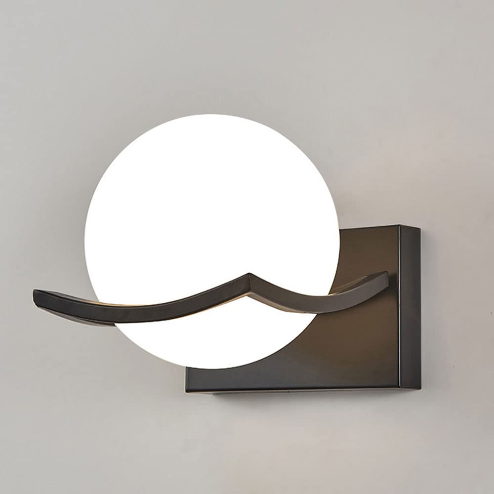 Apliques de pared de vidrio modernos estilo industrial negro con tulipa esférica