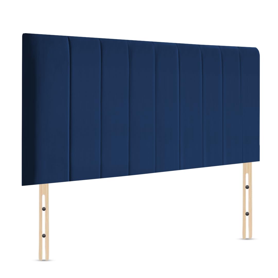 Elixir Furniture Portland Handmade Divan Headboard – 6ft Super King | 24-Inch Tall | Plush Velvet in Blue | Elegant Padded Design (Blue, 6ft Super King Height-24inch)