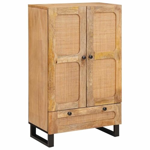vidaXL Aparador Alto Marrón 40 x 33 x 110 cm Madera de Mango Maciza, Moderno Mueble Alto para Comedor, solución Rectangular de Almacenamiento, Madera de Mango para una organización con Estilo