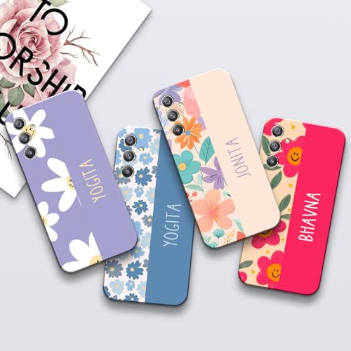 Image of COLORflow Back Cover Compatible with Samsung A34 5G | Floral Names Customized Back Cover Compatible with Samsung Galaxy A34 5G