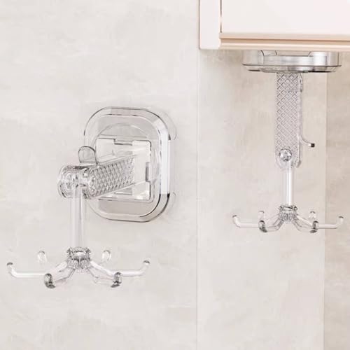 キッチンツールフック 吸盤 6個フック付き 台所ラック 360°回転可能 強力接着 キッチン収納 軽量 キッチンツール 収納 バスルーム収納 防水防錆 壁掛け 取り付け簡単 傷つけない(白)