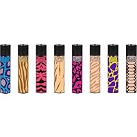 Clipper Feuerzeuge 4er Set, Nachfüllbar & Wiederverwendbar, Buntes Design, Inkl. DHOBIA Sticker