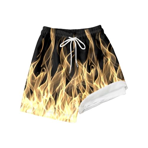 Pantalones de chándal para niños y jóvenes, modernos y lisos, con forro de compresión, pantalones cortos de baño elásticos, amarillo, 10T=150