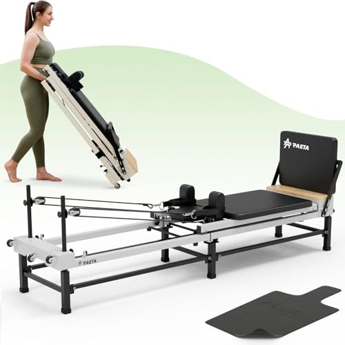 PAETA Pilates Reformer, 91' Foldable Reformer Pilates Machine with Adjustable Reformer Heights,...