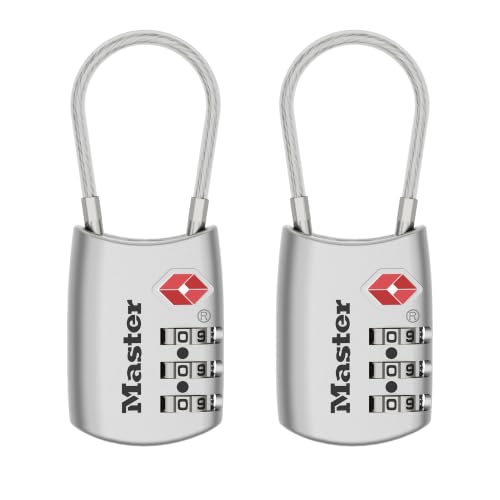 Image of Master Lock Set Your Own Combination TSA Approved Luggage Lock, Silver, 2 Pack, 4688SLVEC2