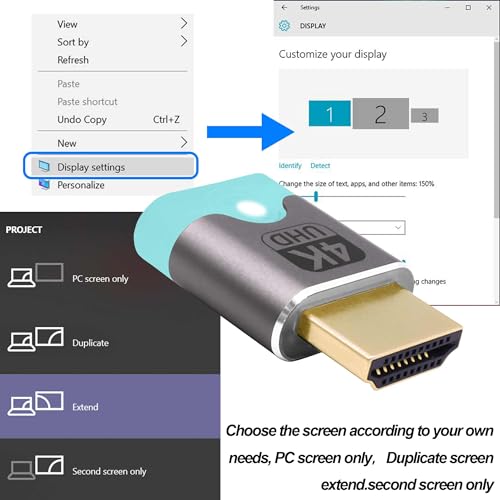 HDMI Dummy Plug, Emulador EDID 4K UHD 3 Pack miniatura 3