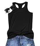 JILUVIN Tank Tops for Women Racerback Summer Sleeveless Top Casual Graphic Basic Shirts, Black, L