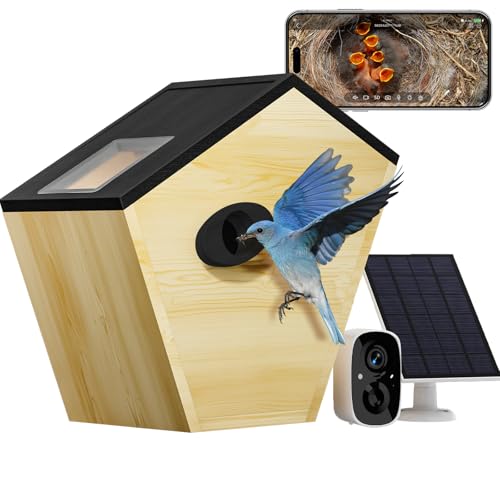 Smart Bird House with 5MP HD Camera, Solar-Powered & Night Vision - IP66 Weatherproof, App-Controlled Bird Watching for Bird Enthusiasts