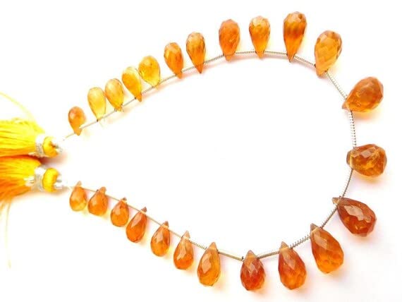 Citrine quartz perles drop facettées teardrop 7x9-7x11mm pierre naturelle rang 8 pouces DIY