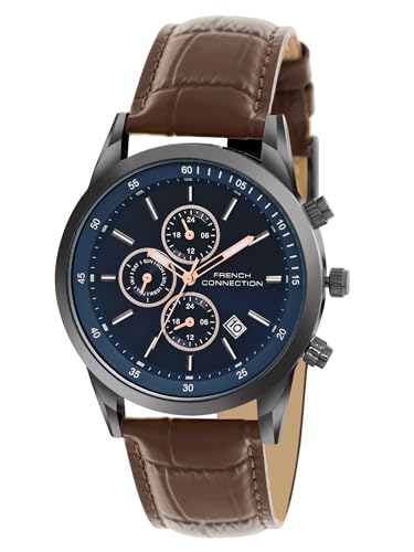 Image of French Connection Cedric Blue Round Dial Mens Multi Function Watch FCN093UBL