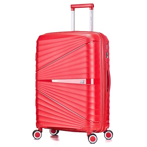 ATX Luggage Medium Suitcase Expandable Unbreakable Polypropylene Hard Shell Hold Check in Fits 23-26KG Super Lightweight with 4 Dual Spinner Wheels and Built in TSA Lock (Blood Red, 86 Liters)