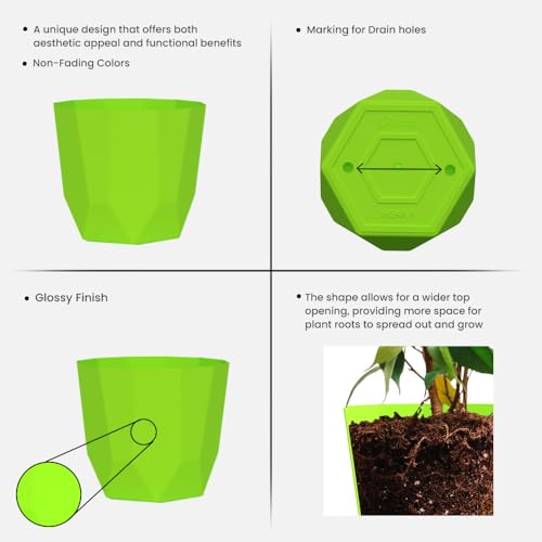 Image of YUCCABE ITALIA SHERA Hexa Plastic Planter Pot for Plants | Decorative Flower Pot | UV Protected Lightweight Indoor Outdoor Gamla for Home Decor, Balcony, Garden & Living Room