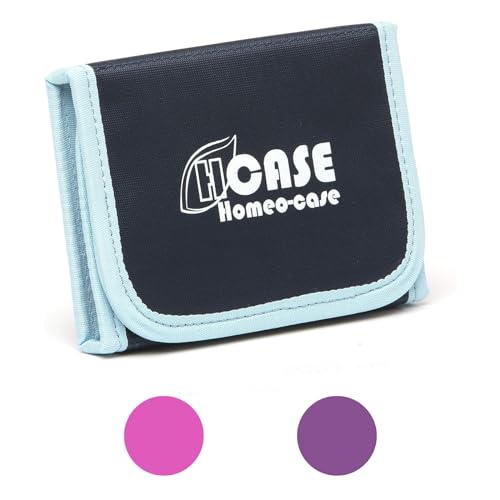 HOMEO-Case | Estuche de Homeopatía con 10 Espacios para Tubos de 4 Gramos de Boiron | Estuche Tubos de Homeopatía | Color Azul (No Incluye Tubos) | Cerrado 15 x 11,5 cm | Abierto 34 x 15 cm