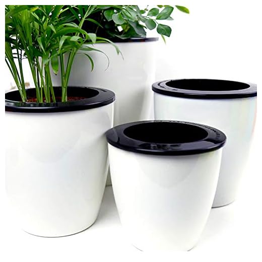 Macetas de riego automático Mkouo 3pcs Macetero con autorriego PP de plástico Oficina Decoración del hogar macetas, color blanco, blanco, M