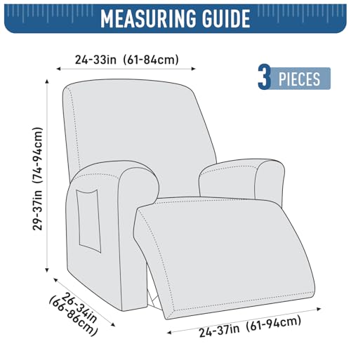 TAOCOCO Recliner Cover 3 Pieces Recliner Chair Covers, Stretch Jacquard Reclining Chair Cover, Furniture Protector Sofa Slipcovers Couch Covers with Elastic Bottom for Kids, Pets (Khaki) — view 2