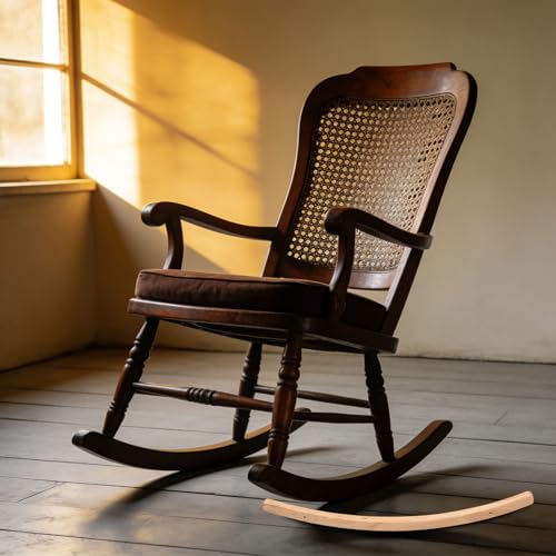 Patas de madera maciza para mecedora de 62 cm con base curva y acabado natural 7